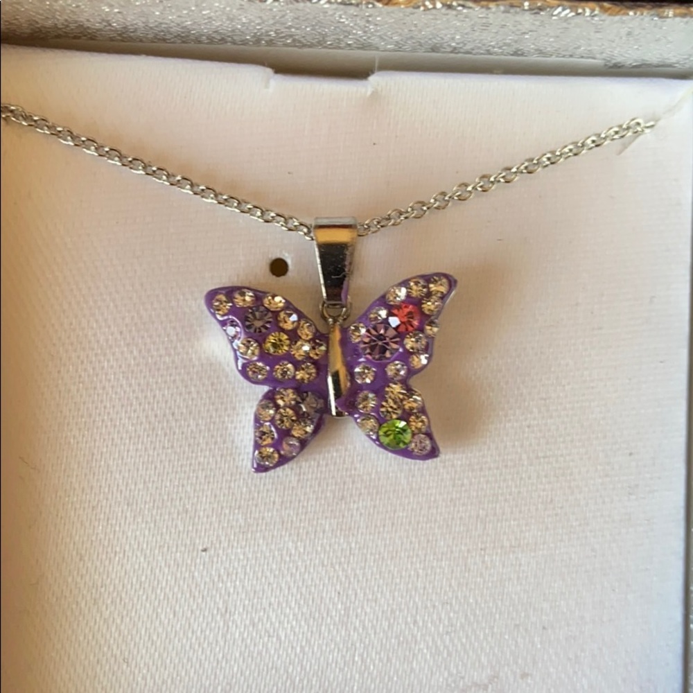 Purple butterfly necklace